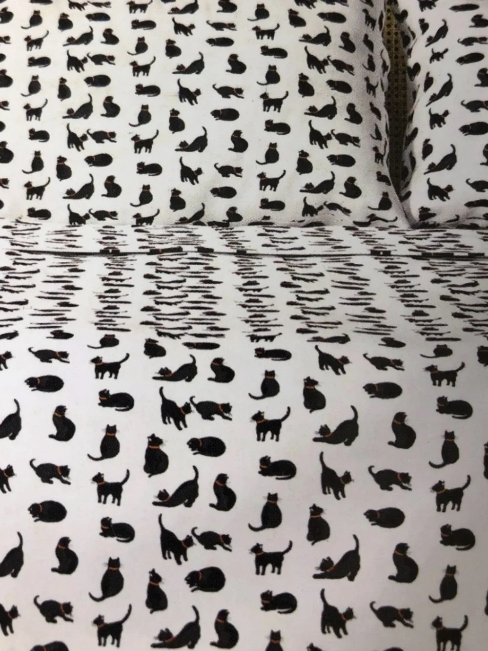 BLACK CAT Cath Kidston White Cotton Sheet TWIN Set with ~ NWT